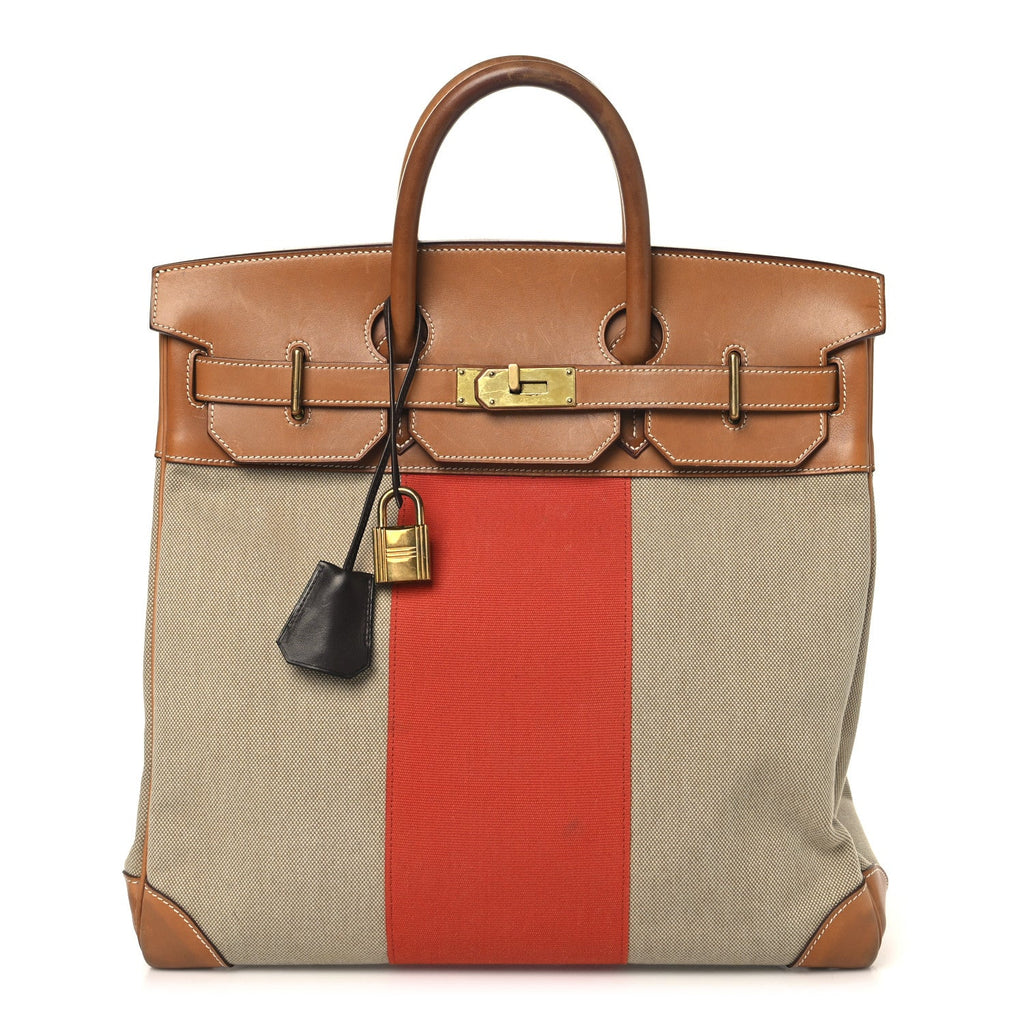 Toile Natural Barenia Flag HAC Birkin 40 Fauve Paprika